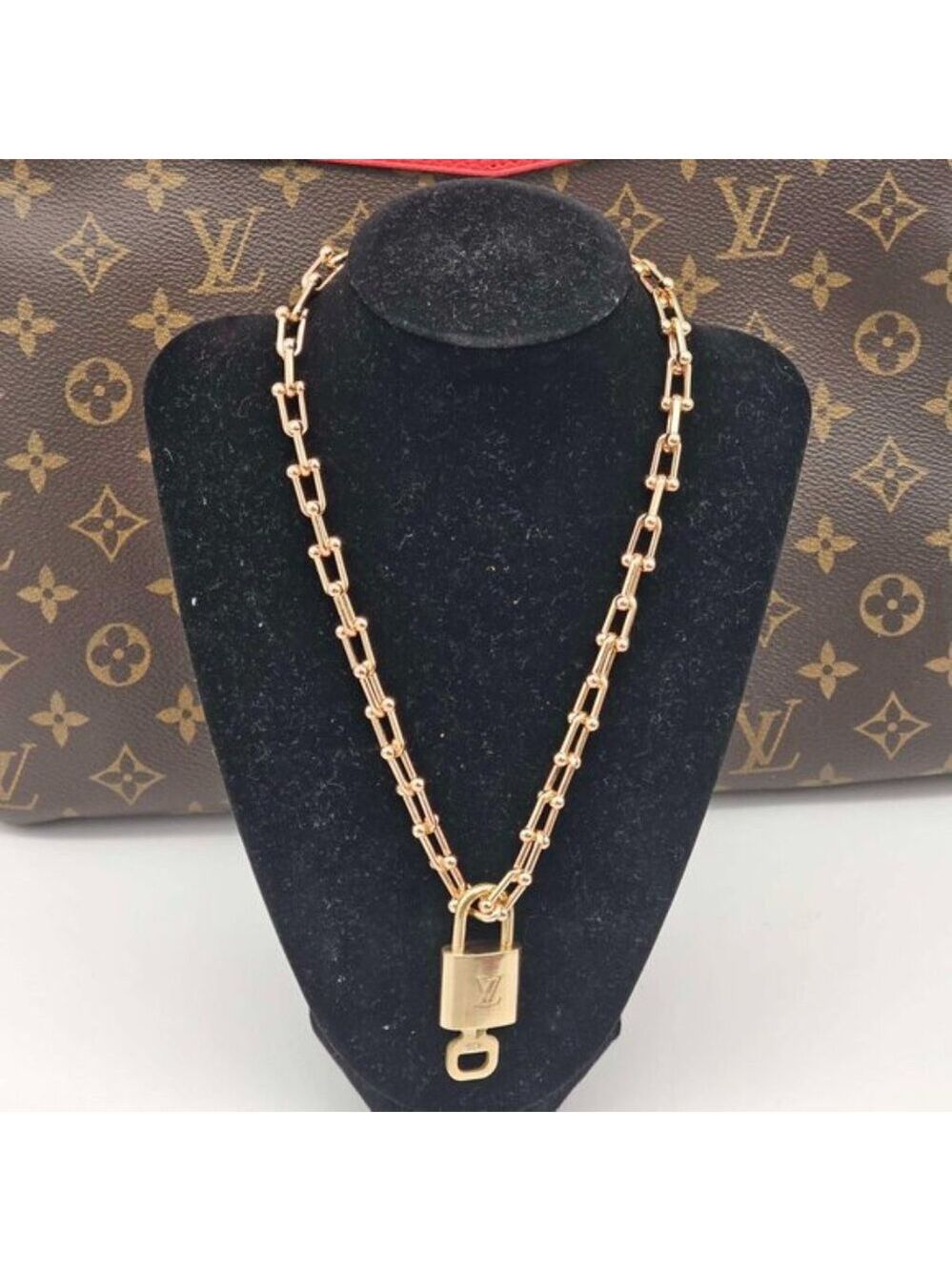 Authentic Louis Vuitton Lock & Key with Unbranded Gold Plated Chain Necklace